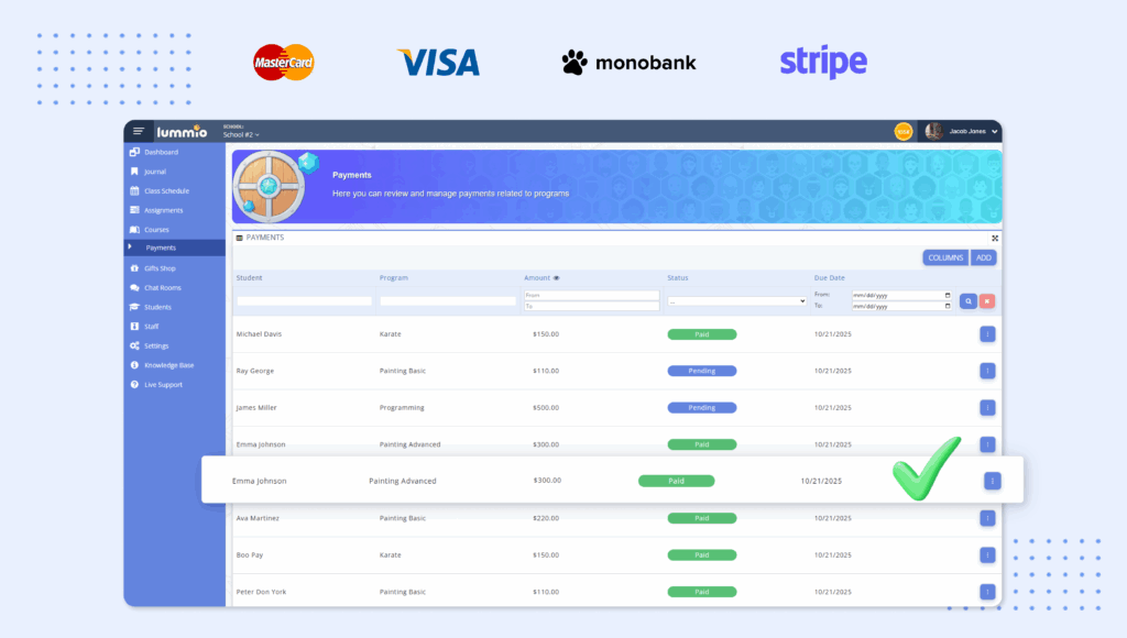 after school program software payments with subscriptions and recurring billing